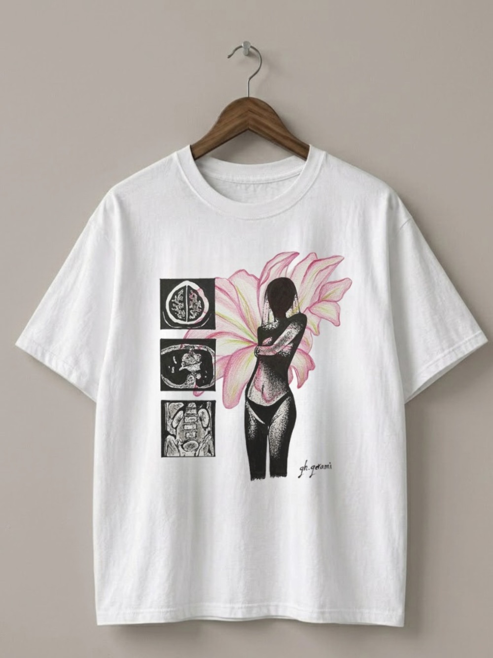 Anatomy Girl Pink Floral Gothic Indie Graphic Tee | Gildan